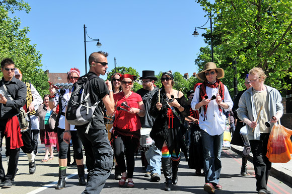 Brixton Windmill reopening procession and celebration, Blenheim Gardens, London SW2