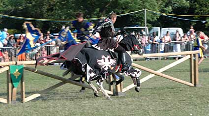 Medieval jousting in the main arena, Lambeth Country Fair, Brockwell Park, Herne Hill, London 16th-17th July 2005