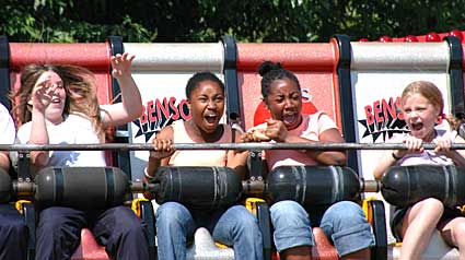 Riders on the 'No Fear' ride Lambeth Country Fair, Brockwell Park, Herne Hill, London 16th-17th July 2005