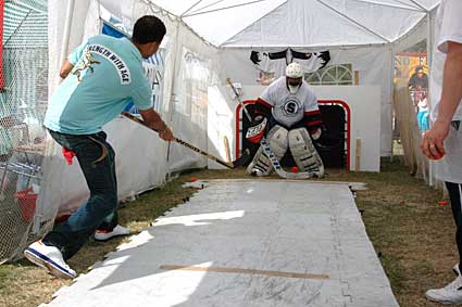 Beat the Ice Hockey goalie, Lambeth Country Fair, Brockwell Park, Herne Hill, London 16th-17th July 2005