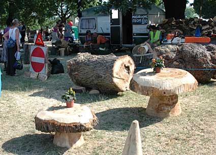 Wooden mushrooms, Lambeth Country Fair, Brockwell Park, Herne Hill, London 16th-17th July 2005