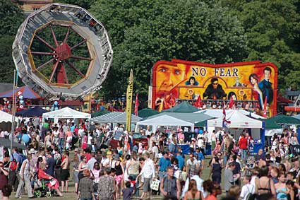 Looking down at the fairground from near Brockwell hall, Lambeth Country Fair, Brockwell Park, Herne Hill, London 16th-17th July 2005