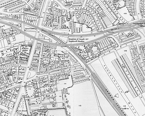 Map of Brixton area, 1870, Brixton, Lambeth, London, SW9 and SW2