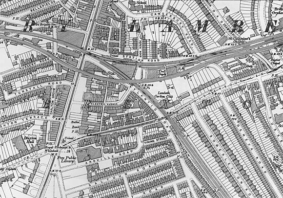 Map of Brixton area, 1894, Brixton, Lambeth, London, SW9 and SW2