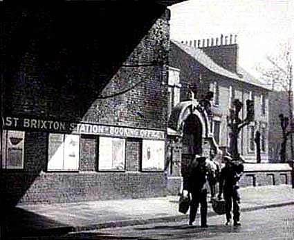 East Brixton railway station on the corner of Coldharbour Lane and Barrington Road, Brixton, London