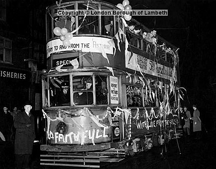 Last tram, Streatham. Tram no 33. 5th April 1951.
