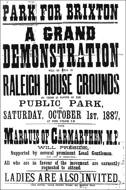 Park for Brixton, Grand demonstration, October 1st 1887