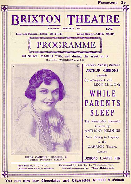 Theatre programme of Brixton's annual pantomime 'Puss in Boots'. 26 December 1938