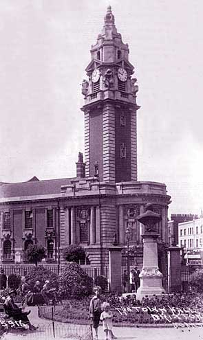 Lambeth Town Hall from Tate Gardens, Brixton, 1921