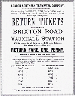 Brixton tram timetable and fares, return tickets