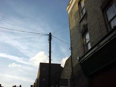 Vining Street, telegraph poles and sky