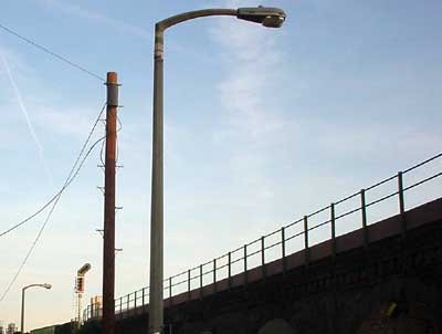 Lamp post and railway