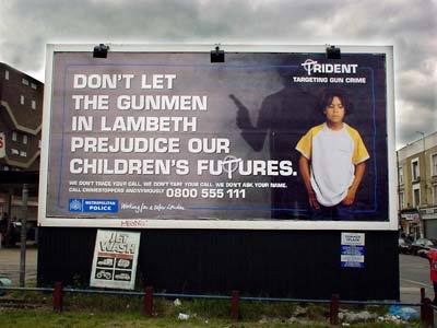 Trident, anti-gun campaign, Coldharbour Lane, Brixton, Lambeth, south London