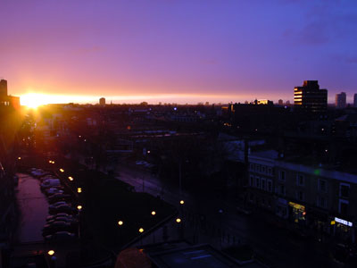 Sunset over Brixton, Coldharbour Lane, Brixton, Lambeth, south London