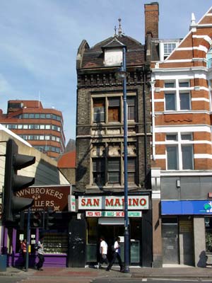 Disused building above San Marino pizzas, Brixton Road, Brixton, London