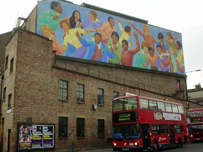 Mural, Brixton Academy, Stockwell Road, Brixton, Lambeth, London SW9, October 2003