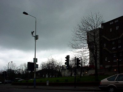 Barrier block, grey sky, Brixton
