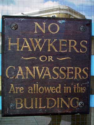 No Hawkers or Canvassers, Sandhurst Court, Acre Lane, Brixton, Lambeth, London, England SW9