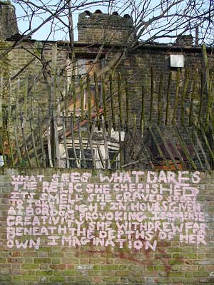 Poetry graffiti, Styles Gardens, Brixton, Lambeth, London, England SW9