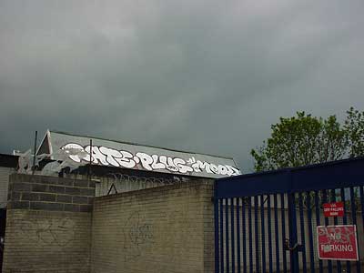 Silver roof graffiti, Somerleyton Road, Brixton, Lambeth, London, England SW9