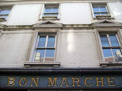 Bon Marche sign, Ferndale Road, Brixton, Lambeth, London, England SW9