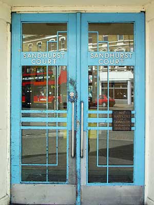 Art Deco doors, Sandhurst Court, Acre Lane, Brixton Lambeth, London, England SW9