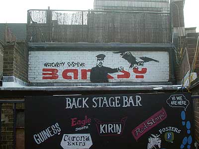 Banksy graffiti, behind Brixton Academy, Brixton, Lambeth, London, England SW9