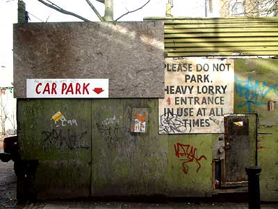 Car park sign, Ferndale Road, Brixton, Lambeth, London, England SW9