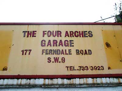 Four Arches garage, 117 Ferndale Road, Brixton, Lambeth, London, England SW9