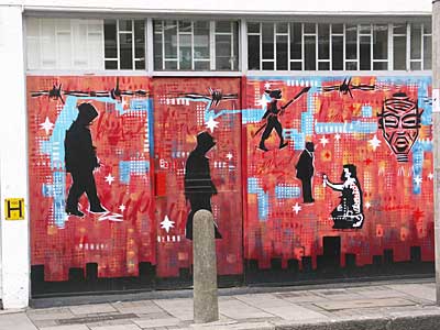 Street mural, seen on side of 198 Gallery, 194-198 Railton Road (near Herne Hill station), Brixton, Lambeth, London, England SW9
