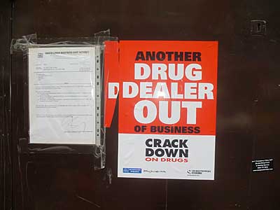 'Drug Dealer Out', Coldharbour Lane,  Brixton, Lambeth, London, England SW9