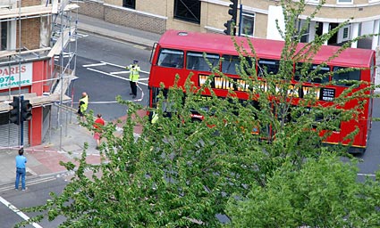 Bus crash. Incident on Coldharbour Lane, 19th May 2007
