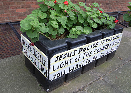 Slogans on Police Plant Pots