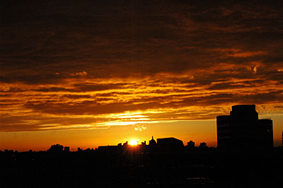 Strange colours as the sun sets on Brixton, August 24th 2005