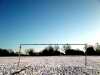 Football posts, Brockwell park in the snow, Herne Hill, Brixton, London