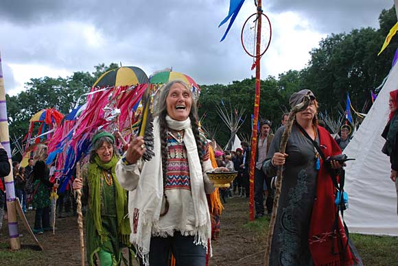 Glastonbury Tipi Village, ceremony and procession, Glastonbury Festival, 2007