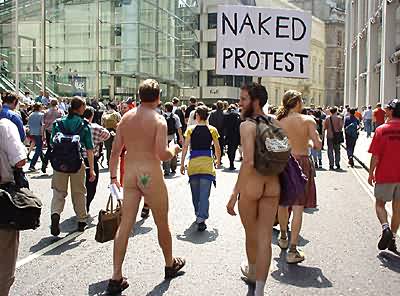 aargh! the  'naked protest' on the move!