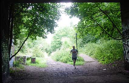 Walking the Northern Heights, along the route of the Finsbury Park to Highgate to Alexandra Palace railway, Parkland Walk, Haringey, London