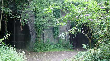 Tunnel mouth, south of Highgate station, Walking the Northern Heights, along the route of the Finsbury Park to Highgate to Alexandra Palace railway, Parkland Walk, Haringey, London