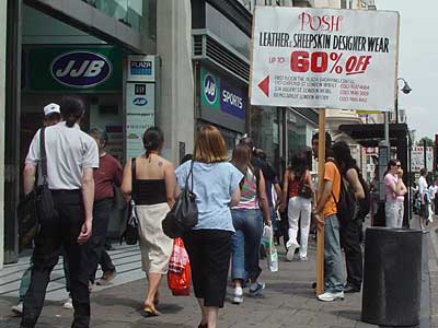 Posh leather and sheepskin designer wear, Oxford Street, London W1