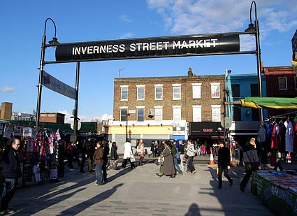 Inverness Street Market, photos of Camden town and Chalk Farm, north London, England