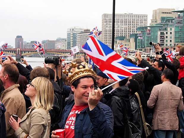 The Queen's Diamond Jubilee flotilla on the River Thames, central London, England, Sunday 3rd June 2012
