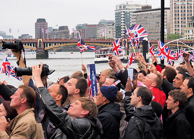 The Queen's Diamond Jubilee flotilla on the River Thames, central London, England, Sunday 3rd June 2012