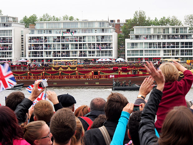 The Queen's Diamond Jubilee flotilla on the River Thames, central London, England, Sunday 3rd June 2012