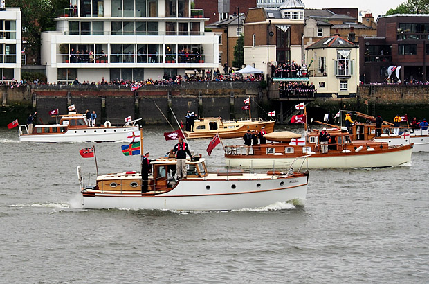 The Queen's Diamond Jubilee flotilla on the River Thames, central London, England, Sunday 3rd June 2012