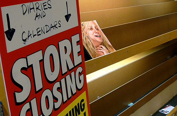 The end of Borders UK bookstore, Charing Cross Road, London, December 2009