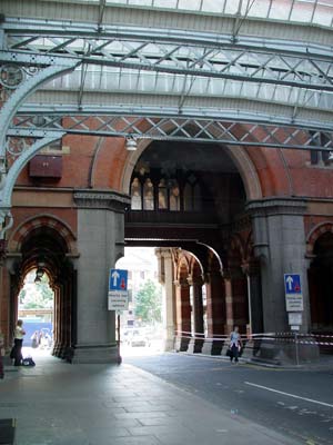 Main station entrance, St Pancras railway station, June 2003 London UK