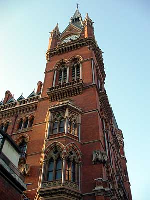 Clock tower, St Pancras station London UK