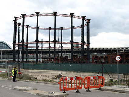 Gasometers at Kings Cross and St Pancras, Camden, north London