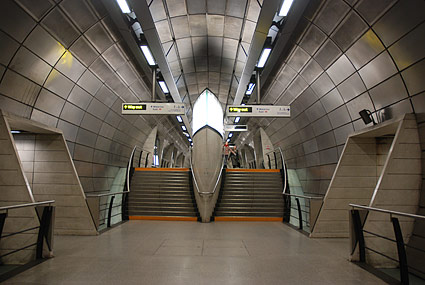 Interior, Southwark tube station, London, February 2007